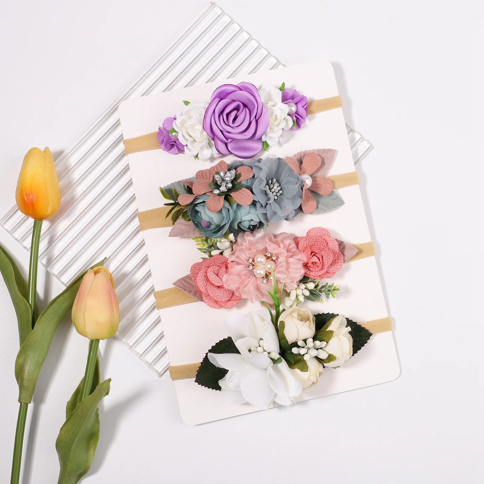 Diadema para niña, banda elástica para el cabello con flores bonitas, diadema para recién nacido, accesorios para el cabello para bebé, regalos de