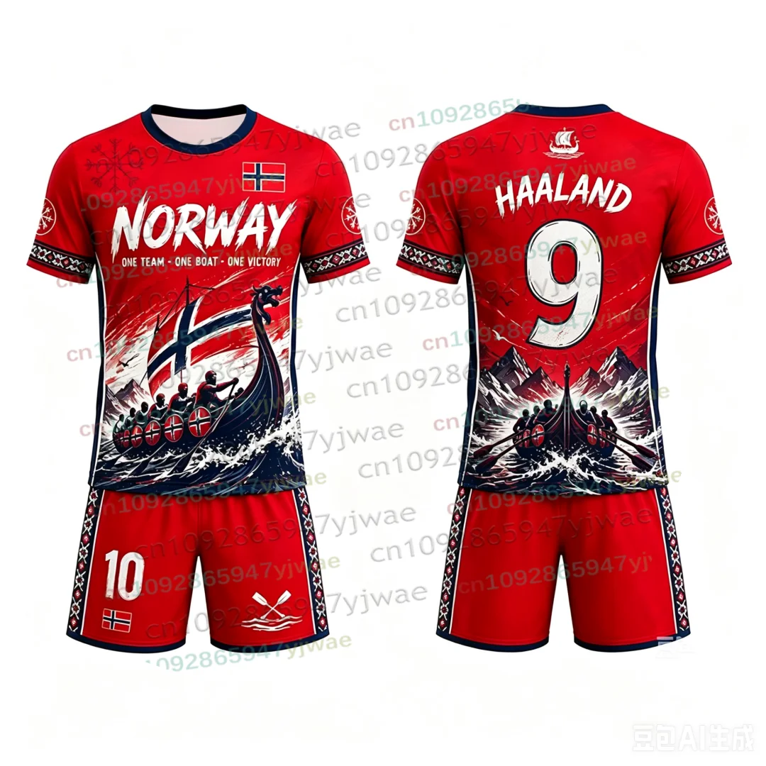 GPT Sonderedition Haaland Nr. 9 Fan-Fußballtrikot T-Shirt Shorts Sportbekleidung Sommer Casual Kinder T-Shirt Set 2-teiliger Trainingsanzug – Detail 6
