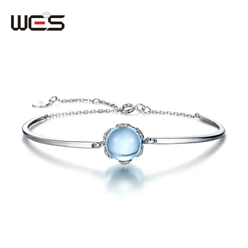 

WES 925 Sterling Silver Natural Gemstone Topaz Bracelet for Woman November Birthstone Luxury Jewelry Birthday Wedding Gifts