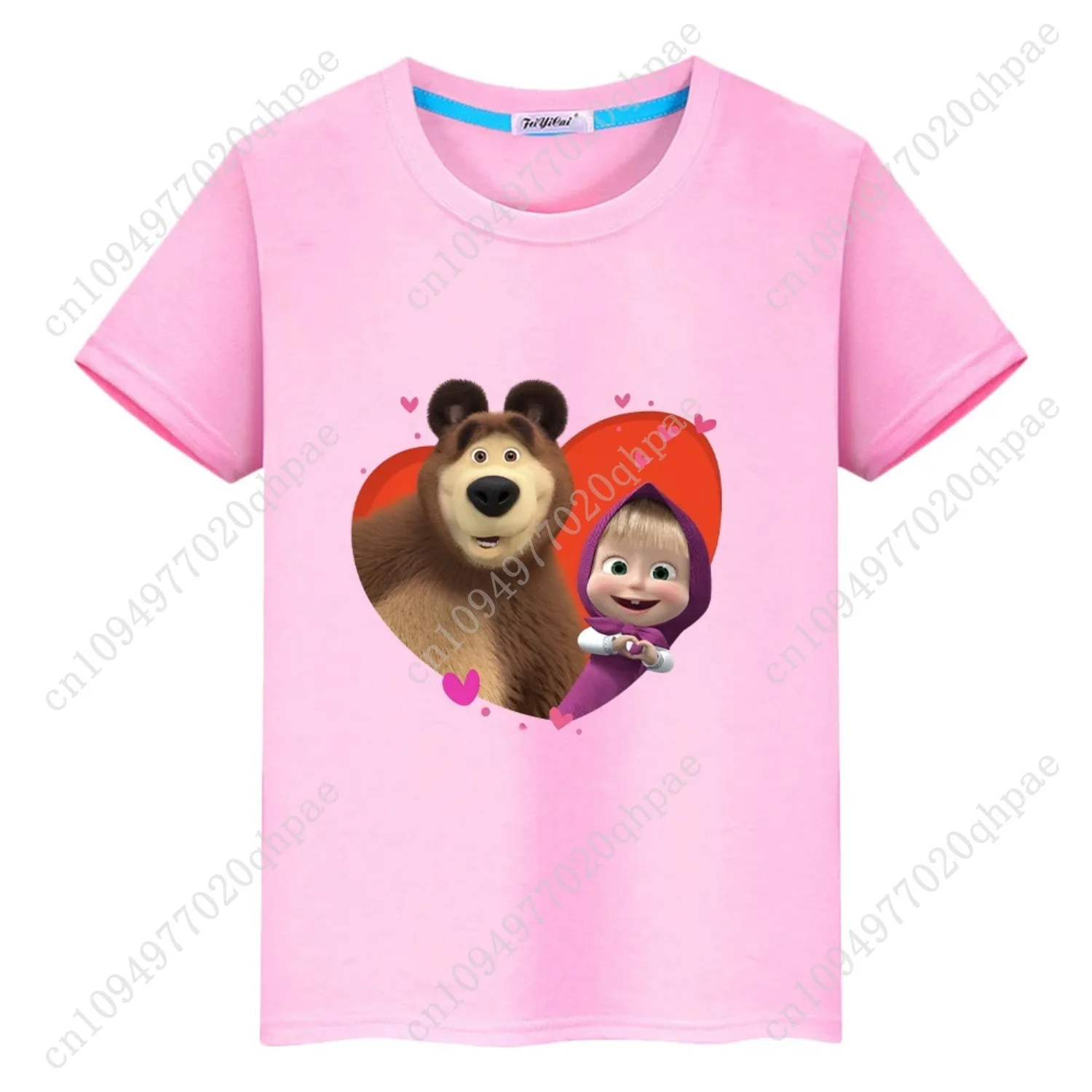 أنيمي الدب طباعة تي شيرت للأطفال الصبي 10 سنوات قميص جذاب Kawaii بلايز y2k قطعة واحدة 100% القطن الرسوم القصيرة الفتيات الملابس #3