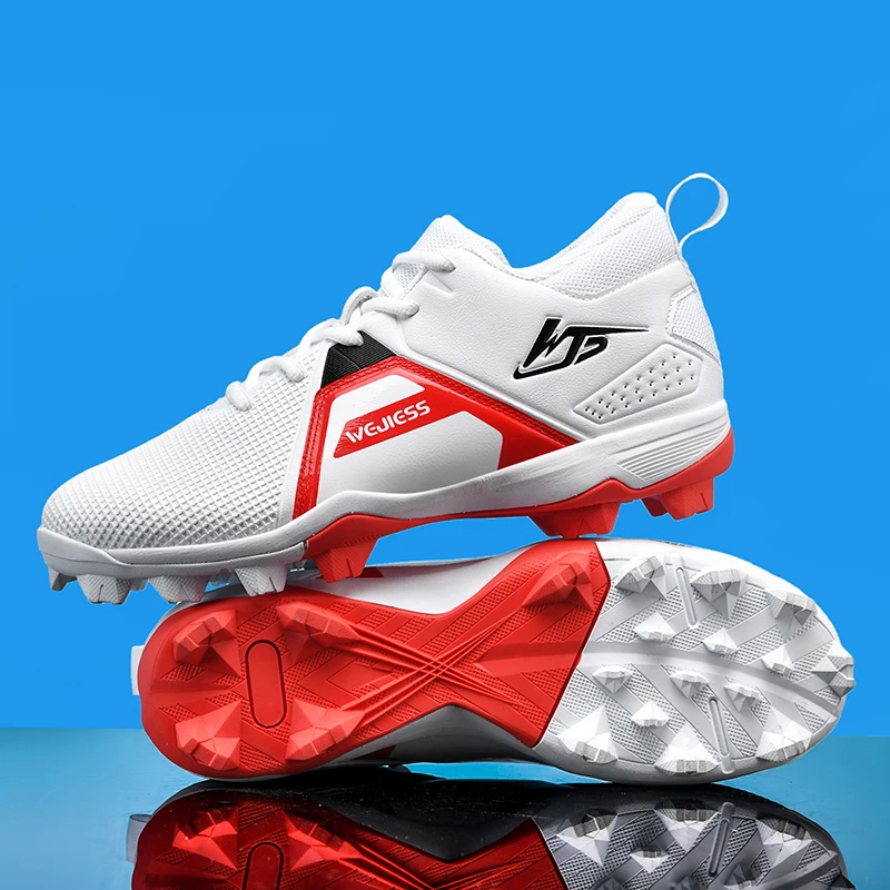 Nowe buty piłkarskie dla mężczyzn korki profesjonalne Unisex korki TF/FG wysoka kostka trampki sportowe buty do gry w Baseball