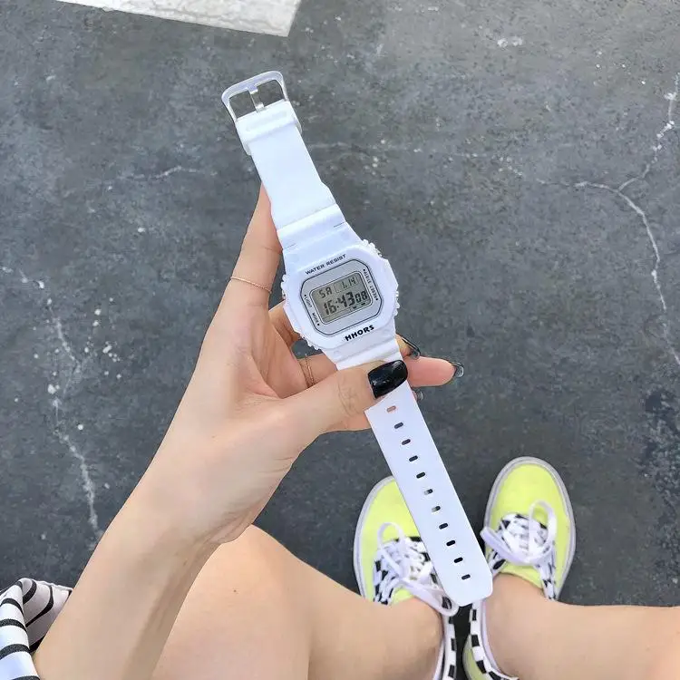 Matcha green watch female ins style students Korean version of simple net red square sports multifunctional watch
