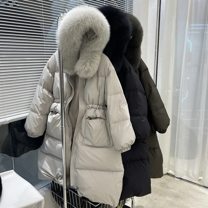 UMI MAO South Korea Thickened Down Jacket Women\'s Long 2022 Winter New Loose Fashion Over-the-knee Big Fur Collar Coat Femme