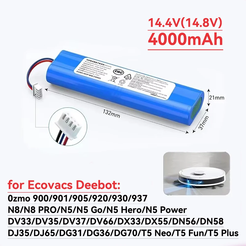 6800mAh replacement battery for Ecovacs Deebot N8/N8 PRO/N5/N5 Go/N5 Hero/N5 Power/Ozmo 900/901/905/920/930/937 vacuum cleaners