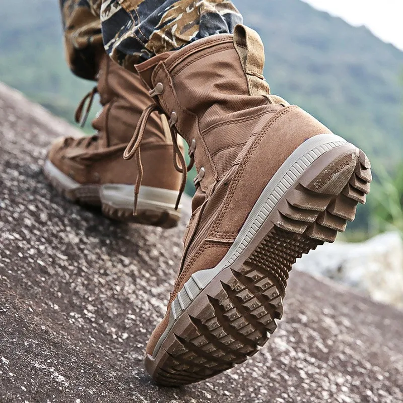 Outdoor Training 2025 New Summer Breathable Brown Combat Male Ultralight High Top Wear Lovers Desert Men boots