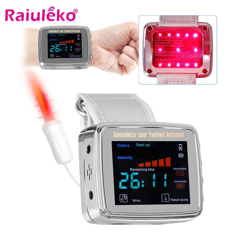 650nm Laser therapy Wrist Watch Diabetes Hypertension Semiconductor Laser Treatment Instrument Cholesterol  Sinusitis Treatment