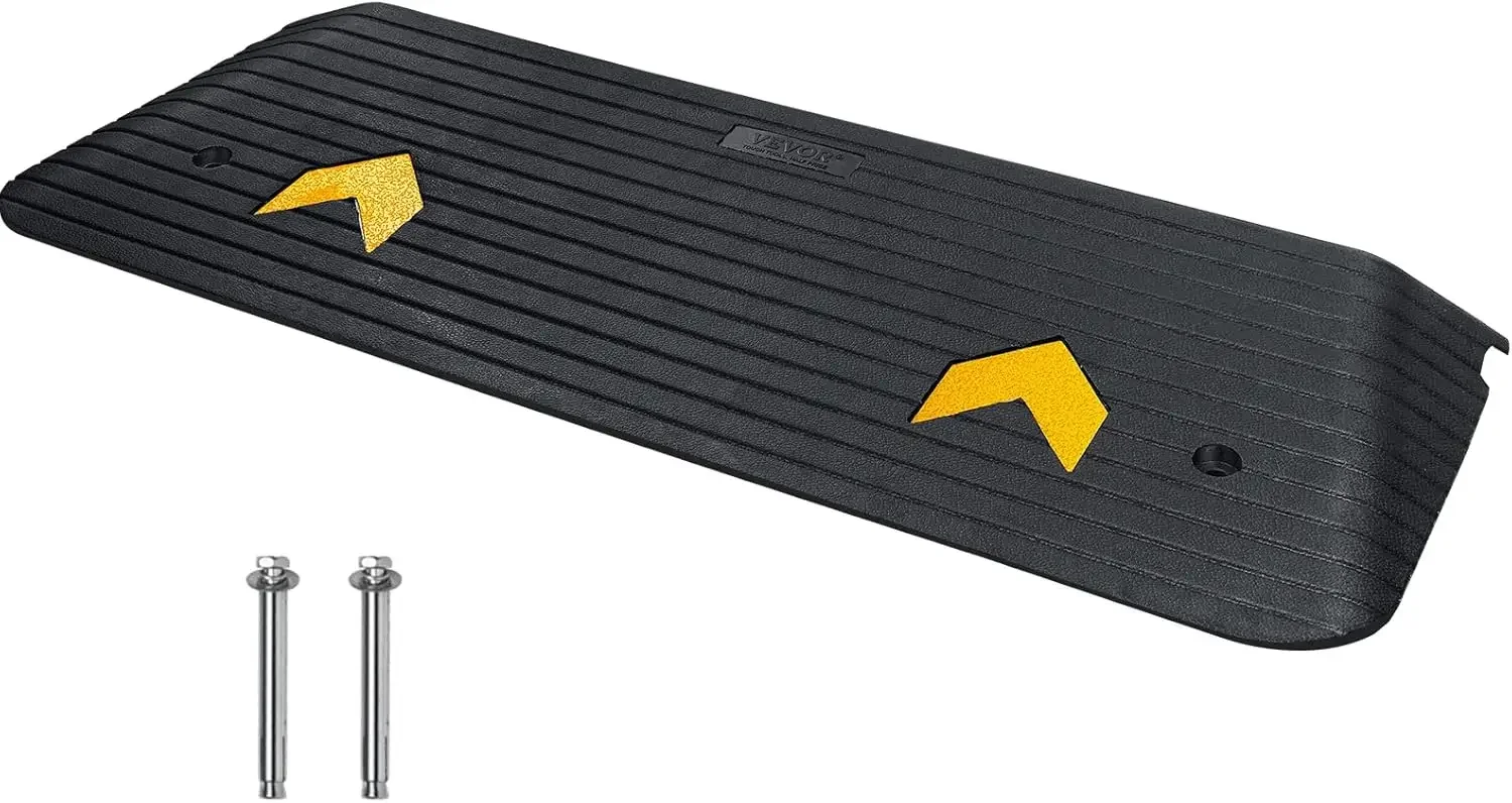 Upgraded Rubber Threshold Ramp, 1" Rise Wheelchair Ramp Doorway, Natural Curb Ramp Rated 33069Lbs Load Capacity