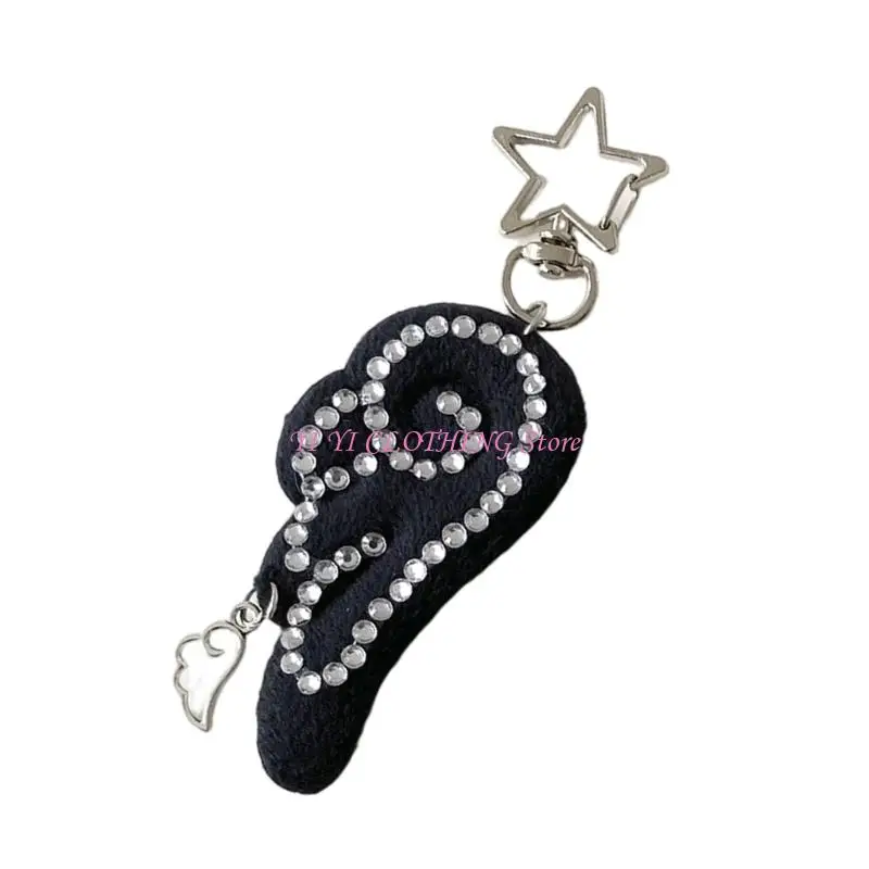 N5KF Fashionable Embroidered Wing Keyring Glittering Accent Y2K Aesthetic Charm