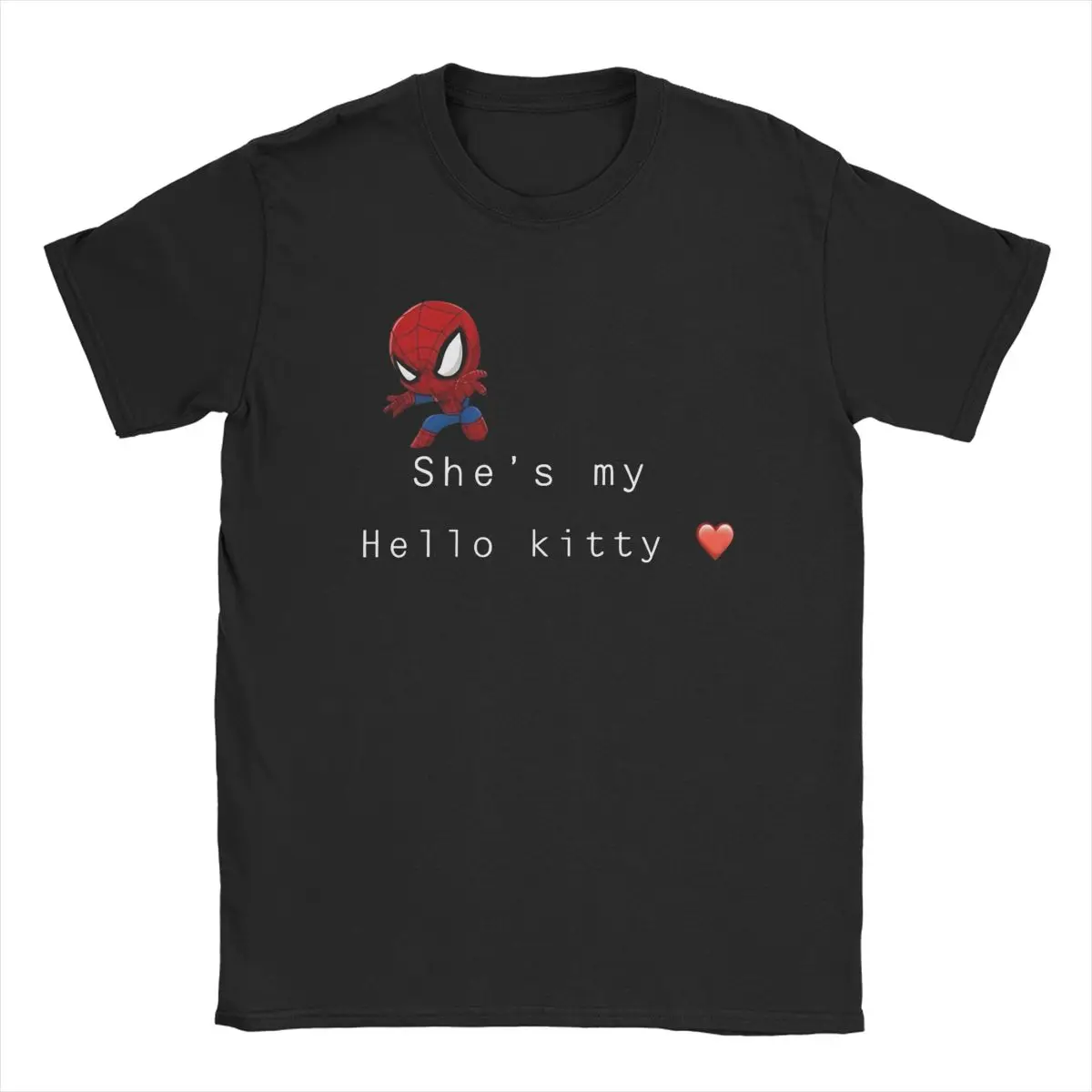 Men Women Spiderman She's My Hello Kitty T Shirts Pure Cotton Clothes Vintage Short Sleeve Crewneck Tee Shirt Gift Idea T-Shirt