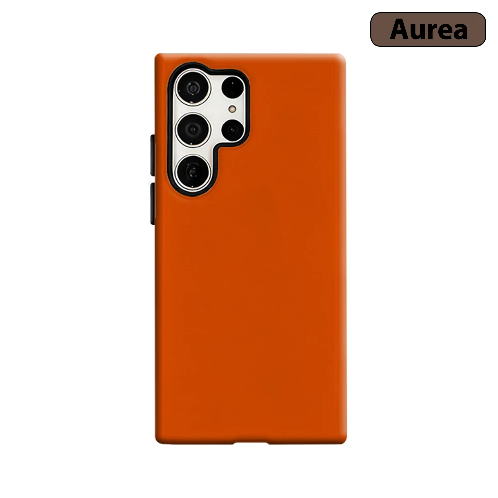 Leuchtend Orange Einfarbige Handyhülle für Samsung Galaxy S25 Ultra S24 S23 Ultra Plus Stoßfeste Doppelschicht Robuste Rückabdeckung