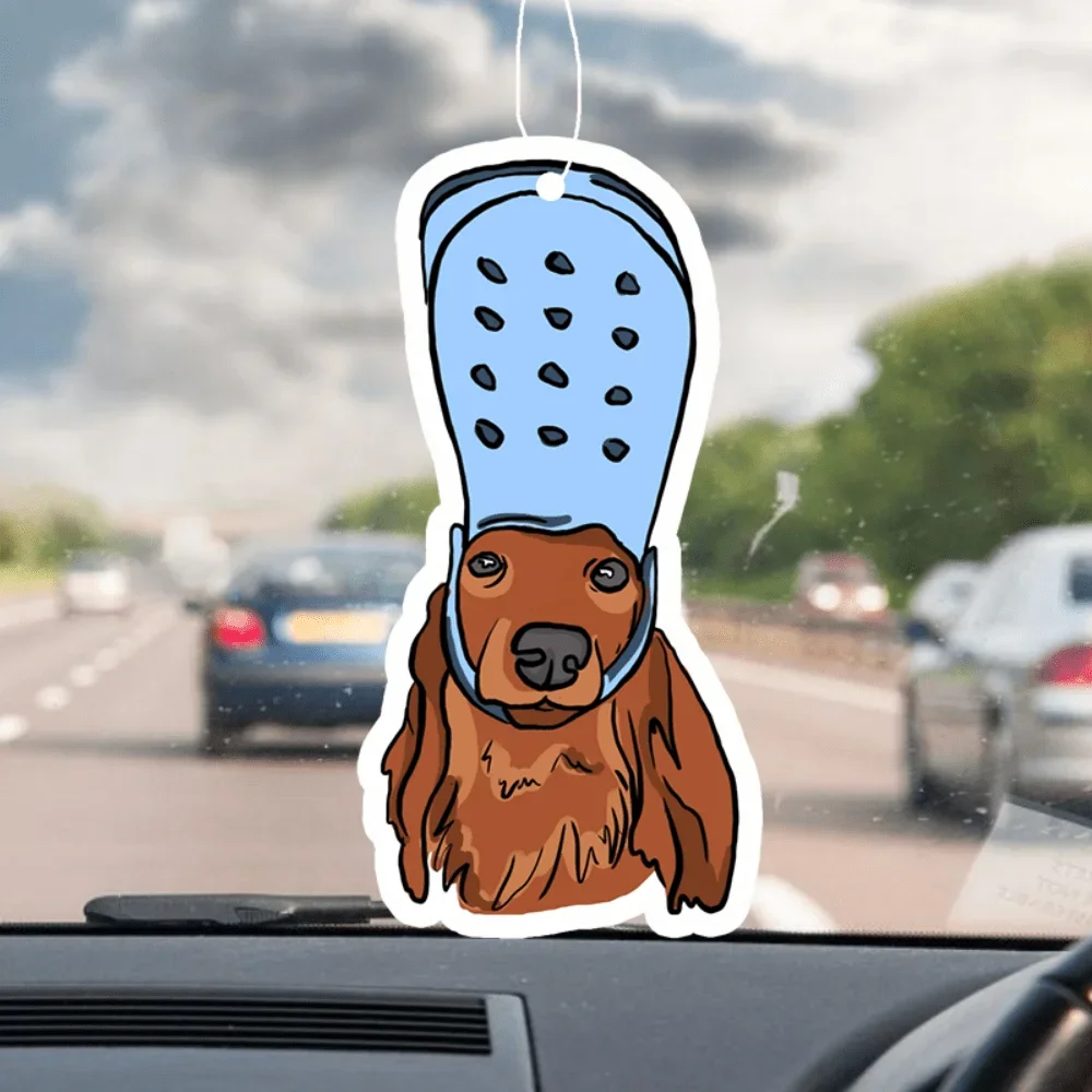Crocs-Hat Golden Retriever Auto-Duftaufhänger – humorvolles Zubehör, Spiegelentlüftung zum Aufhängen, anhaltender Duft