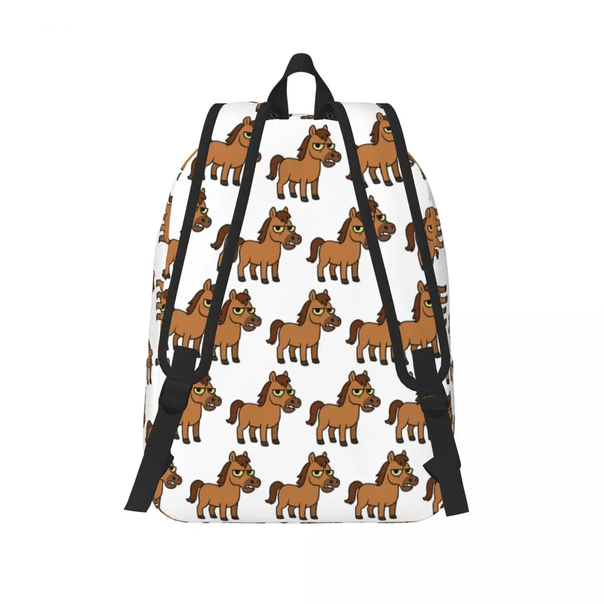 Grumpy Cartoon Horse Student Backpack School Bag Hiking Travel Daypack for Men Women Fashion Bookbag Shoulder Bags