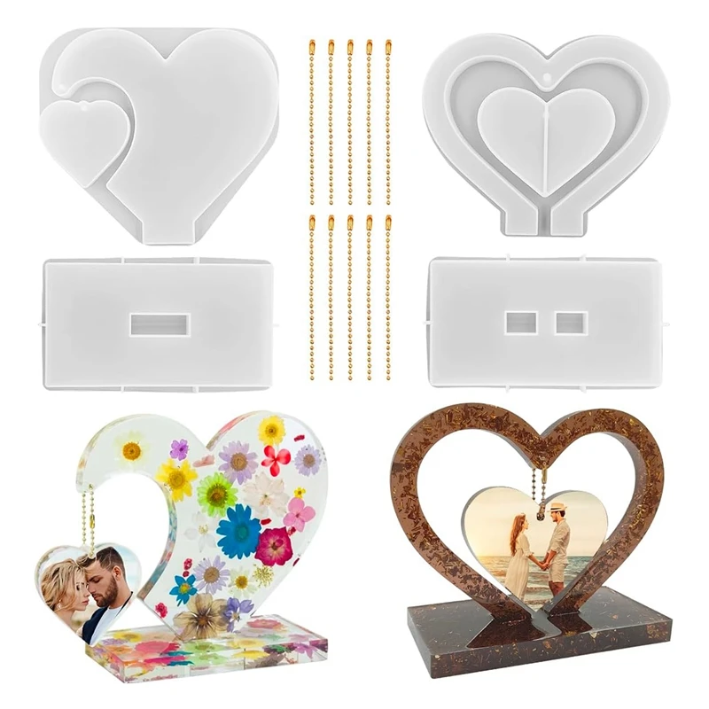 2 Set Heart Shape 3D Photo Frame Resin Mold Silicone Mold For Resin DIY Personalised Picture Frame