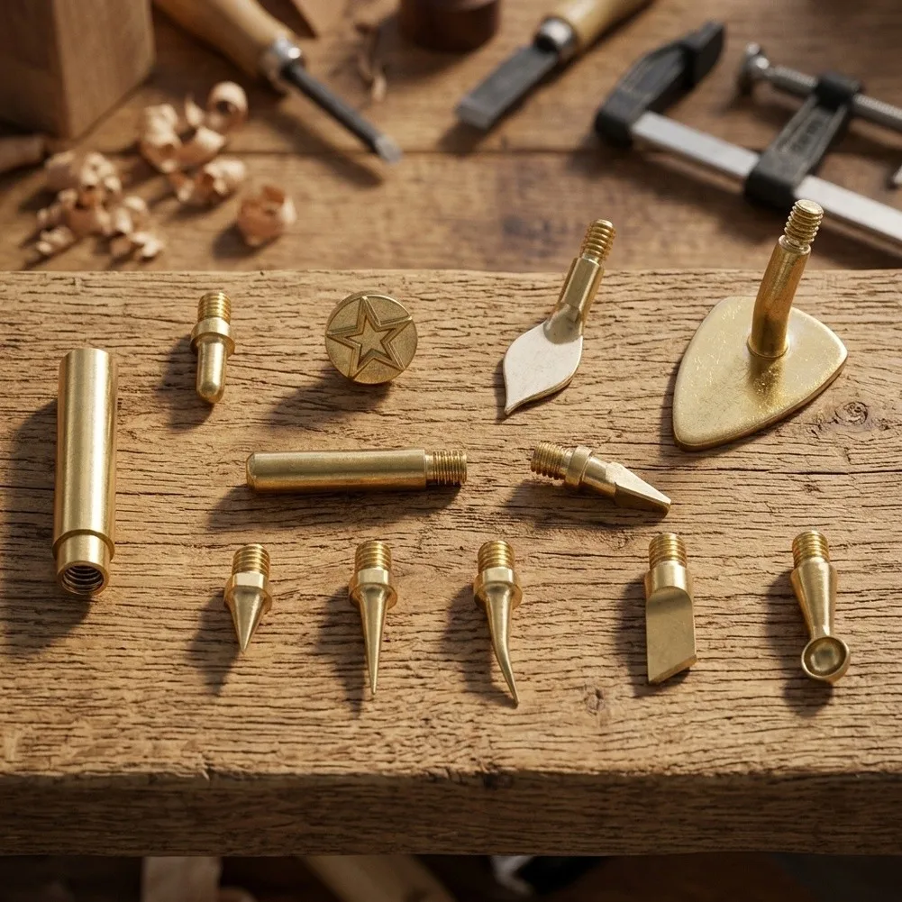 Brass Wood Burning Tips Set For Pyrography For Soldering Iron Hot Stamping Heads Artistry Detail Carving Craft Tool Accessories