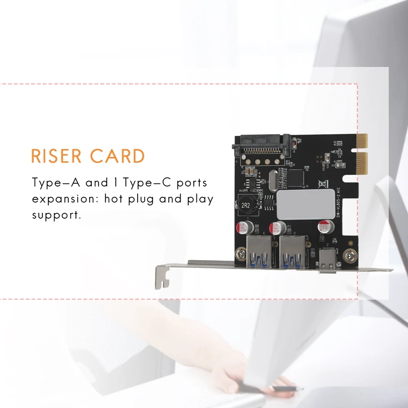 Tarjeta de expansión Usb 3,1 tipo C Pcie A 1 Tipo C y 2 tipo A 3,0, concentrador de controlador Pci Express para Pc de escritorio