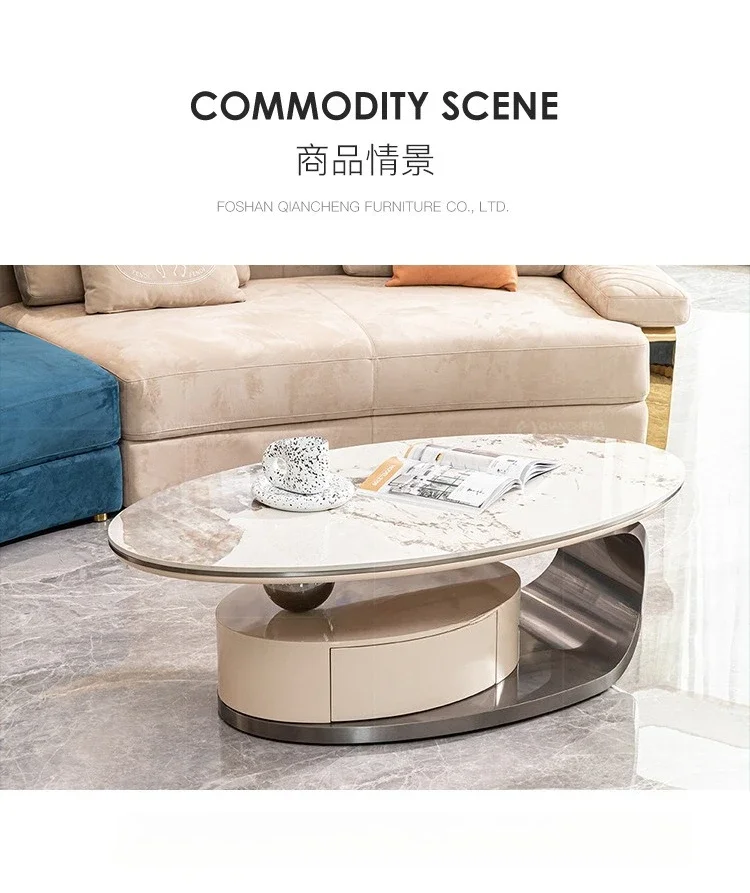 Modern living room oval small apartment household senior tea table