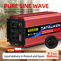 6000W/8000W/10000W EU socket 24V to AC 220V 50HZ pure sine wave inverter car power supply voltage portable converter with LED
