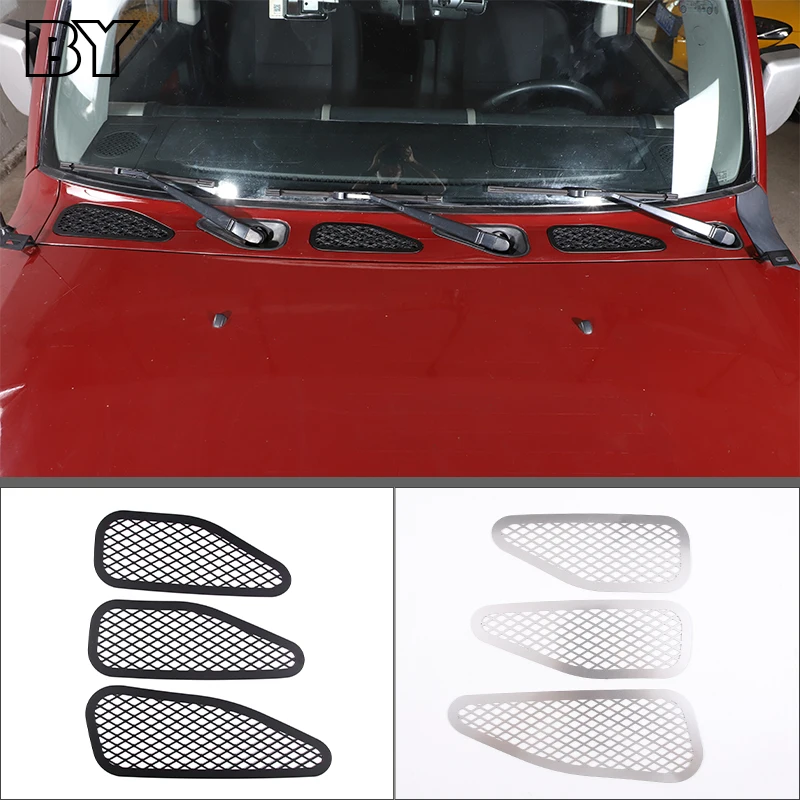 For Toyota FJ Cruiser 2007-2021 Stainless Steel Front Hood Vent Decoration Piece Protection Cover Sticker Car Accessories 3 Pcs