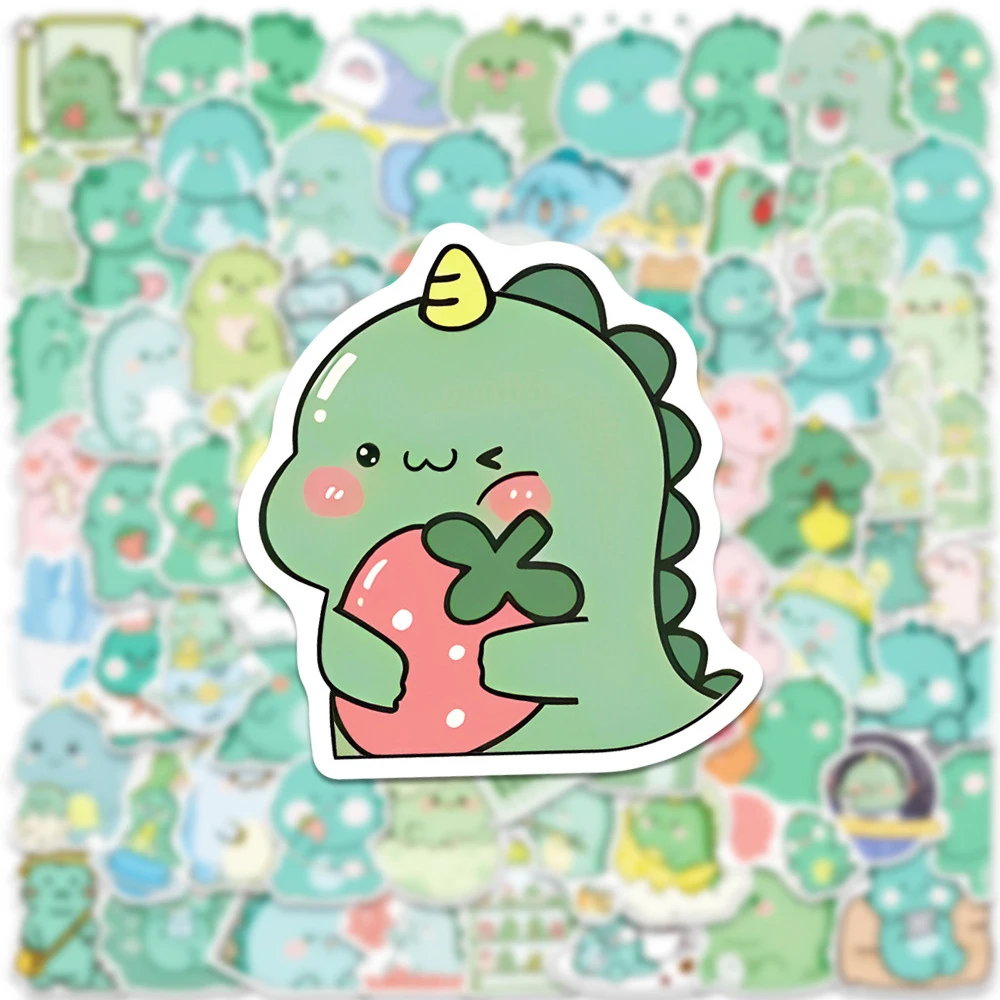 10/30/50/100pcs Cute Green Little Dinosaur Anime Stickers Funny Cartoon Decals DIY Luggage Guitar Phone Diary Sticker Wholesale