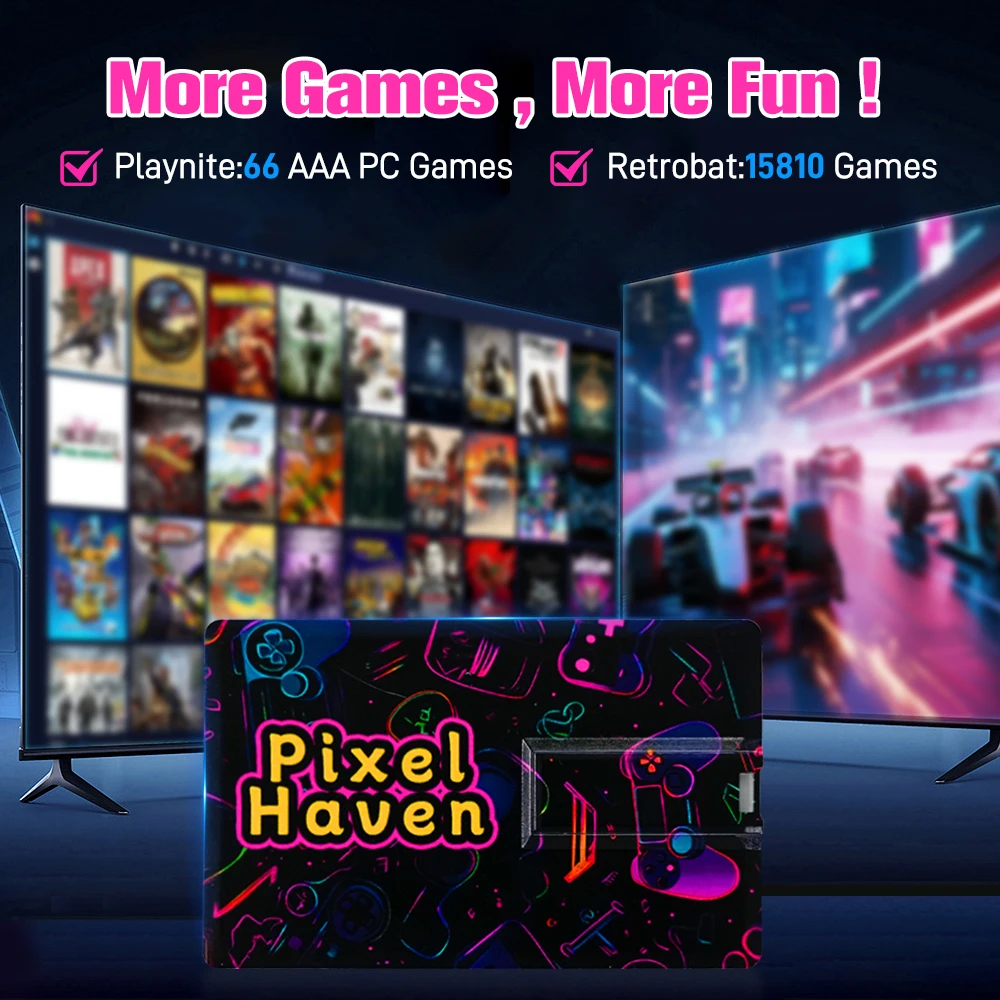 Kartu JMachen Pixel Haven dengan 15876 Game Retro/AAA untuk Konsol Game ROG ALLY/Ayaneo/Onexplayer/PC/Laptop untuk PS3/Switch/PS2/PS1