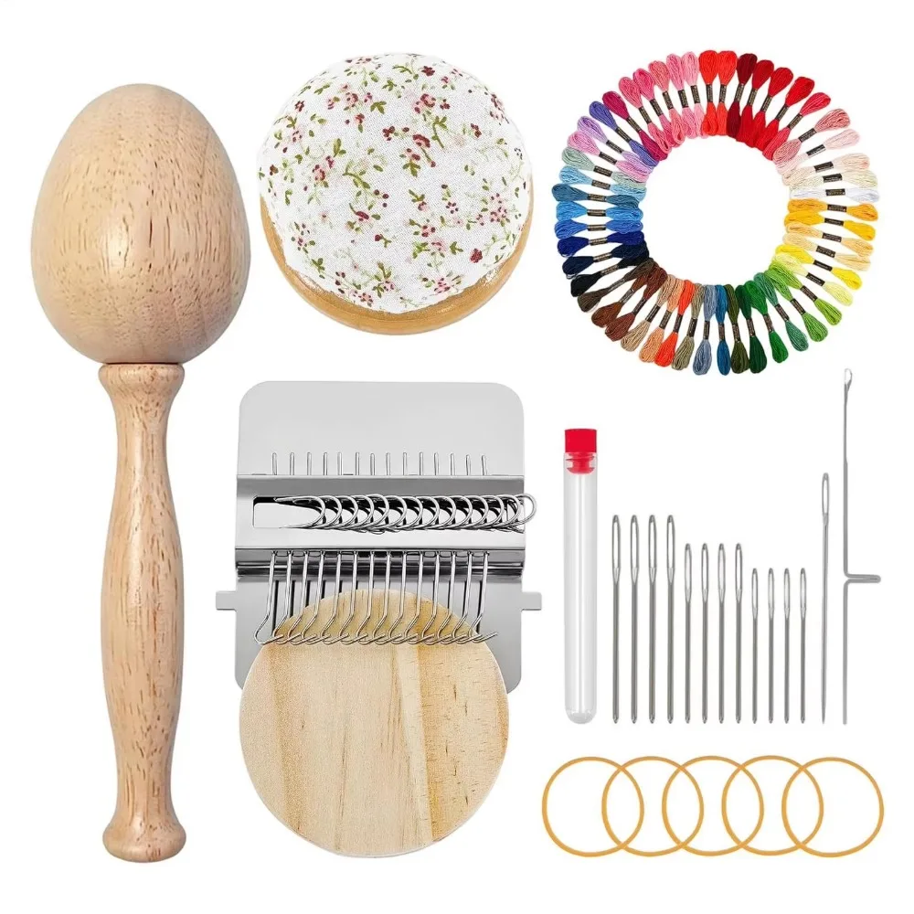 

Набор для штопки носков своими руками: портативное штопальное яйцо в форме яйца/гриба с деревянной подставкой, мини-ткацкий станок, инструмент для ткачества