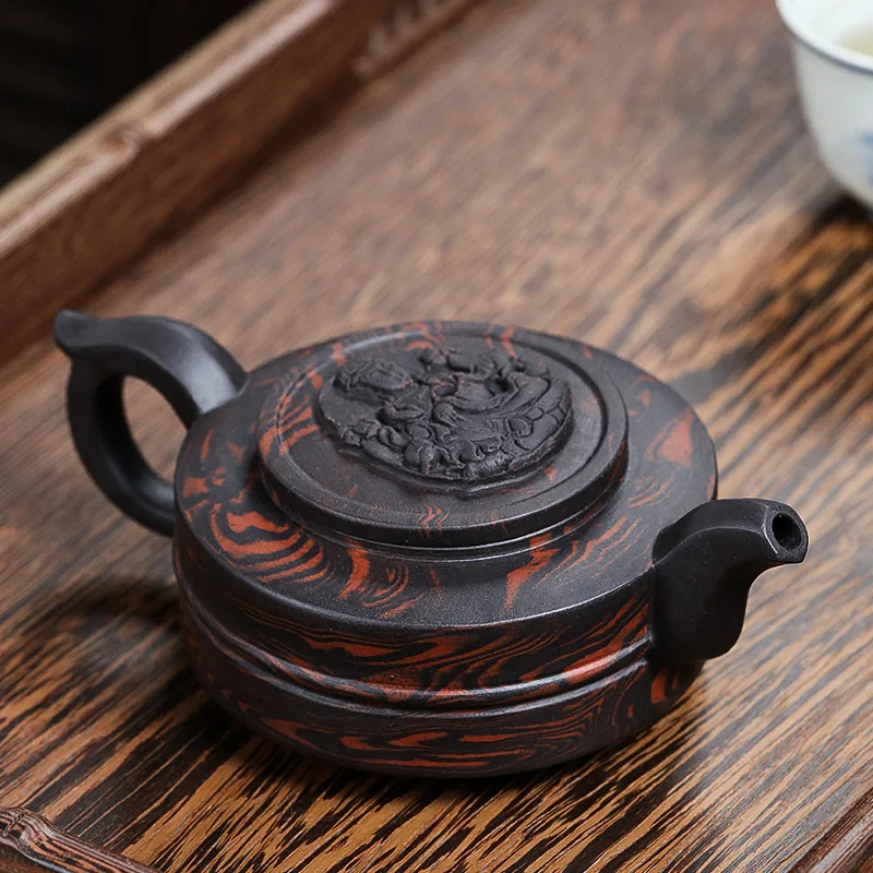 Yixing Original Mine Handmade Master Purple Clay Pot Old Purple Clay Guanyin Boutique Relief Tea Pot Kung Fu Tea Set Agent