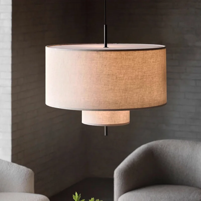 

Японский подвесной светильник, минималистичный тканевый светодиодный подвесной светильник, домашний декор, креативная ткань, подвесные светильники для гостиной, столовой, спальни