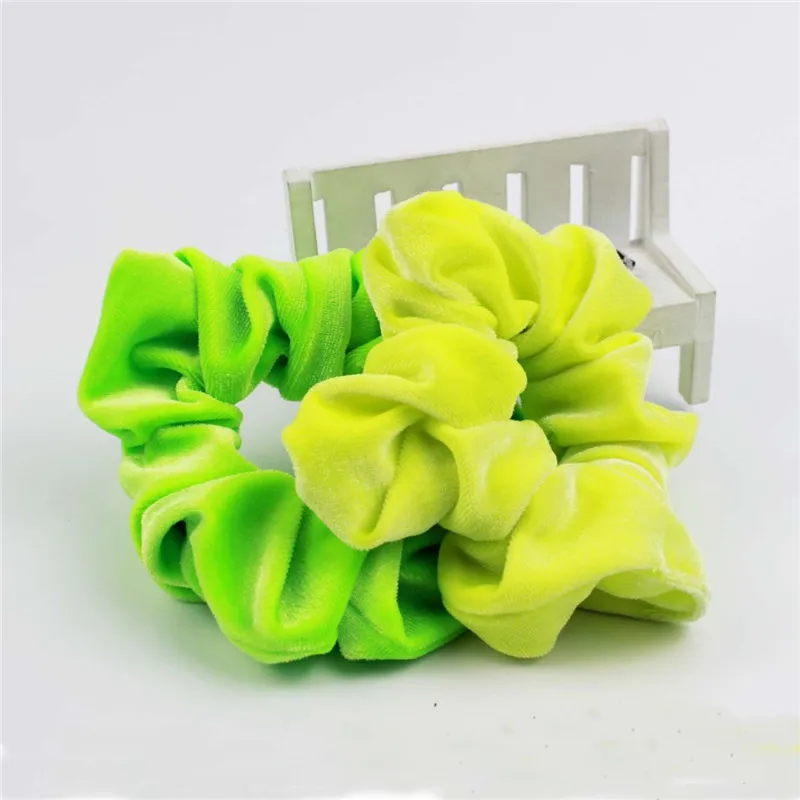 New Women Big Fluorescence Colors Velvet Scrunchies Stretch Plain Rope Bands Simple Vintage Hair Gums Quality Hair Ties