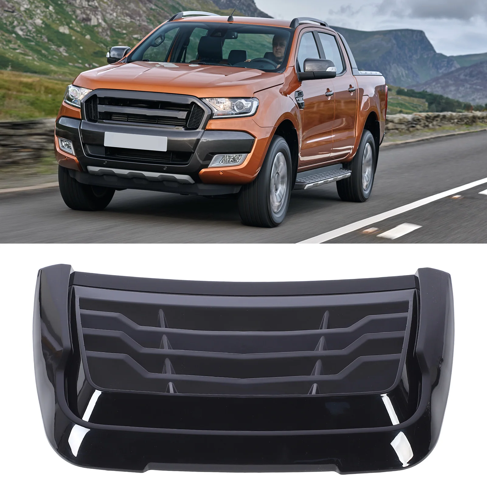 مركبة بونيه مدخل هواء تنفيس مغرفة غطاء ABS لامع غطاء أسود مدخل هواء غطاء الكسوة لفورد رينجر XLT XLS XL 2015-2022