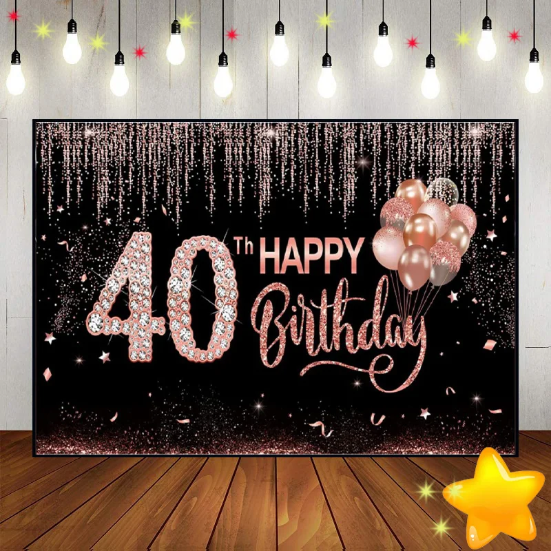 Happy 40th Birthday Background Photography Backdrops Man Custom Backdrop Game Photo Princess Decoration Sweet Boy Girl Banner