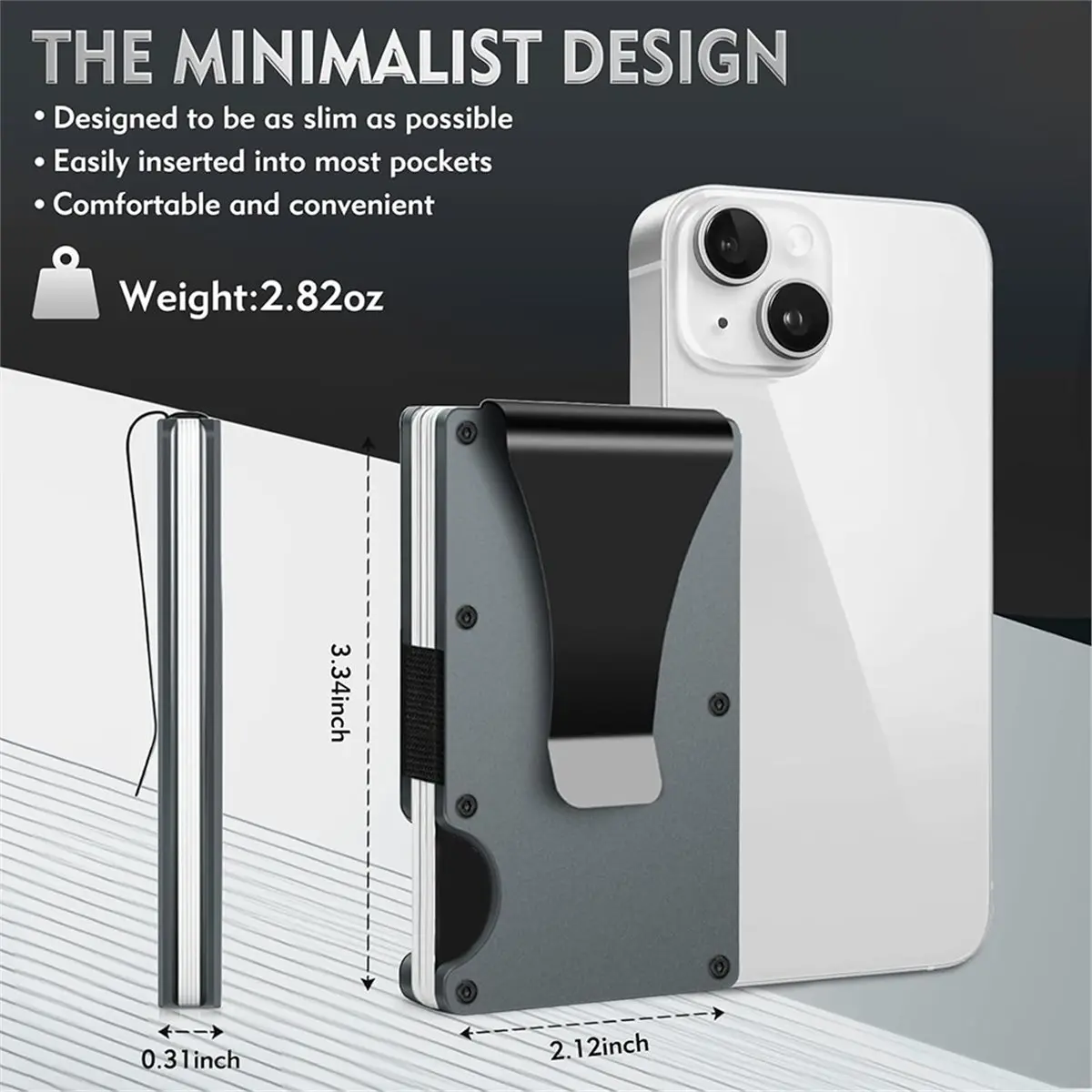 Minimalist Wallet Slim RFID Wallet, Scratch Resistant, Card Holder & Money Clip, Easily Removable Money