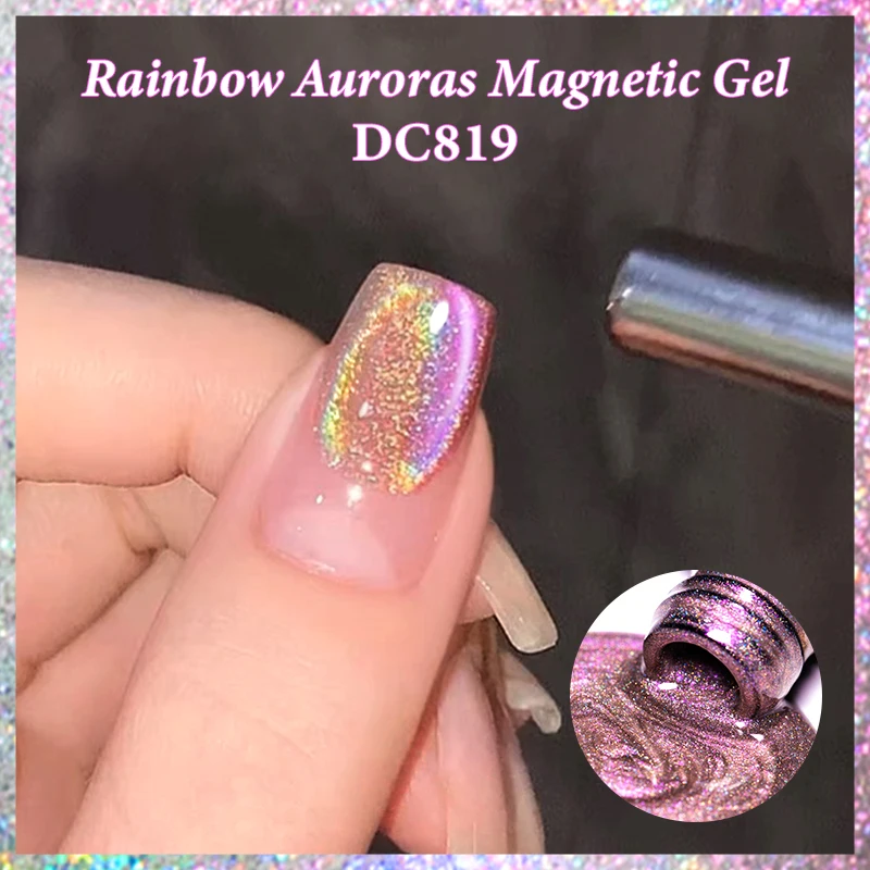 Mtssii conjunto de esmaltes de gel magnético aurora cat, 6 peças, arco-íris, rosa, verde, azul, cristal semi-transparente, kit de verniz em gel para arte em unhas