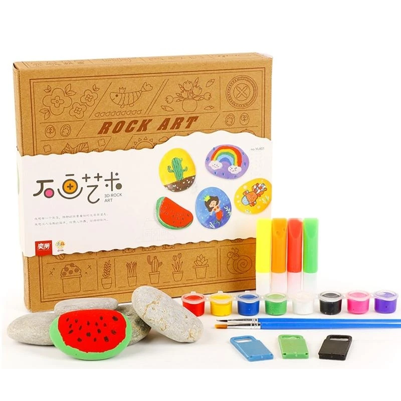 090B Handcraft Stone Artcraft Toy Colouring Graffiti Toy Preschool Activity Game Toy