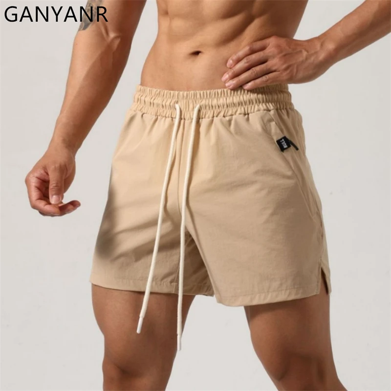 

GANYANR Running Shorts Men Gym Leggings Crossfit Training Fitness Clothing Sportswear Summer Sports Basketball Athletic Football