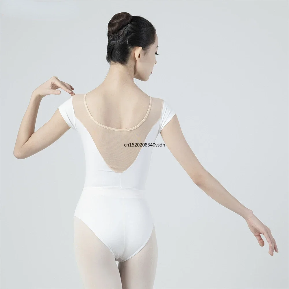 Women Ballet Leotard Soft Milk Silk Mesh Gymnastics Leotard Ballet Professional Costume Adulto Wing Collar Bodysuit Swimwear