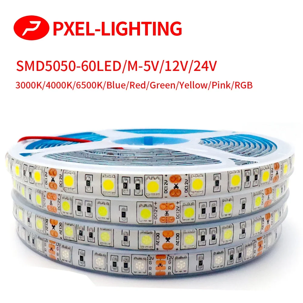 

5m DC5V 12V 24V SMD 5050 LED Strip Light TV Backlight IP20 IP65 Waterproof Cool Warm White 4000K RGB Tape Ribbon for Decoration