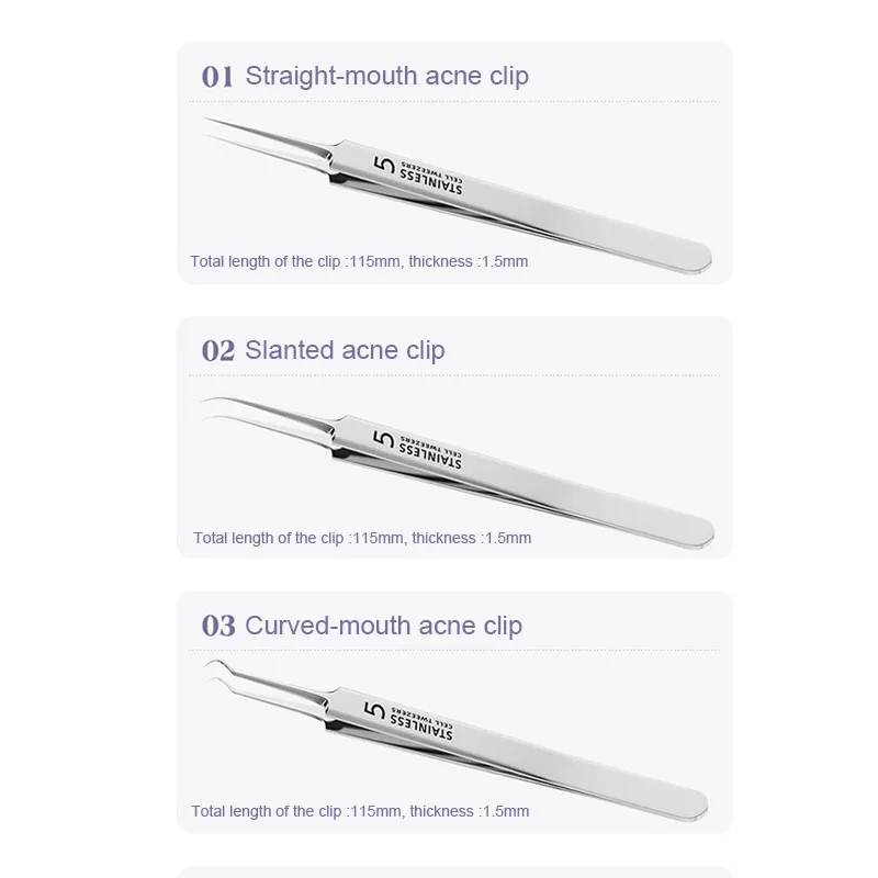 1/11 Stuks Acne Puistjes Comedondrukker Mee-eter Extractor Clip Ultrafijne Pincet Acne Naald Facial Cleaner Skin FCZ01