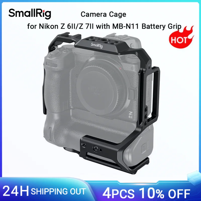 SmallRig Kamera Käfig für Nikon Z 6II/Z 7II mit MB-N11 Batterie Griff Unten Quick Release Platten Alle-in-eine für DJI RS 2/RSC 2