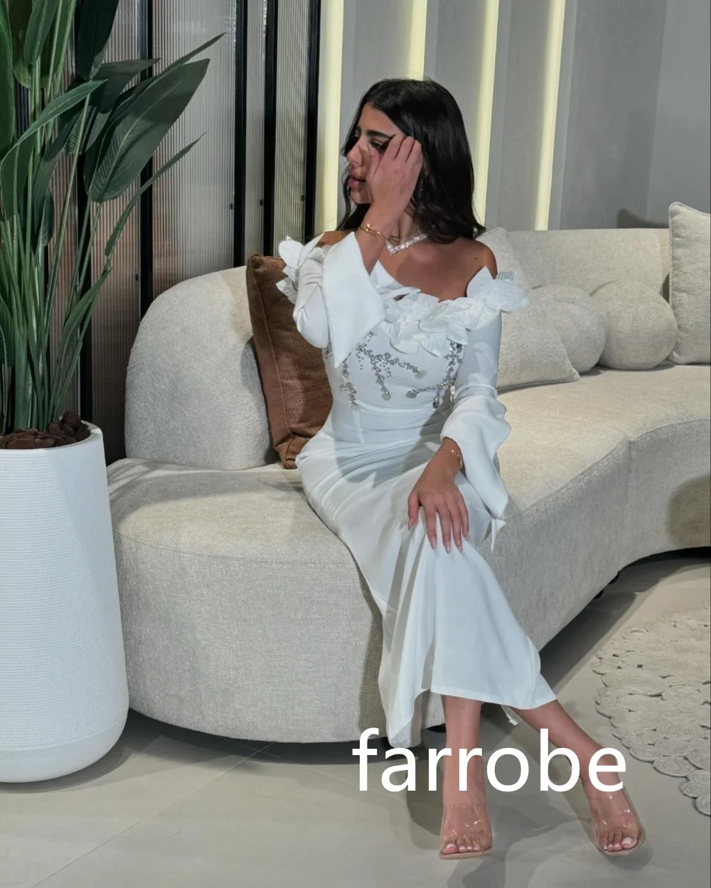 Customized Sparkle Jersey Pleat A-line Off-the-shoulder Midi Dresses Bespoke Occasion Dresses Classic Exquisite Modern Style Pas