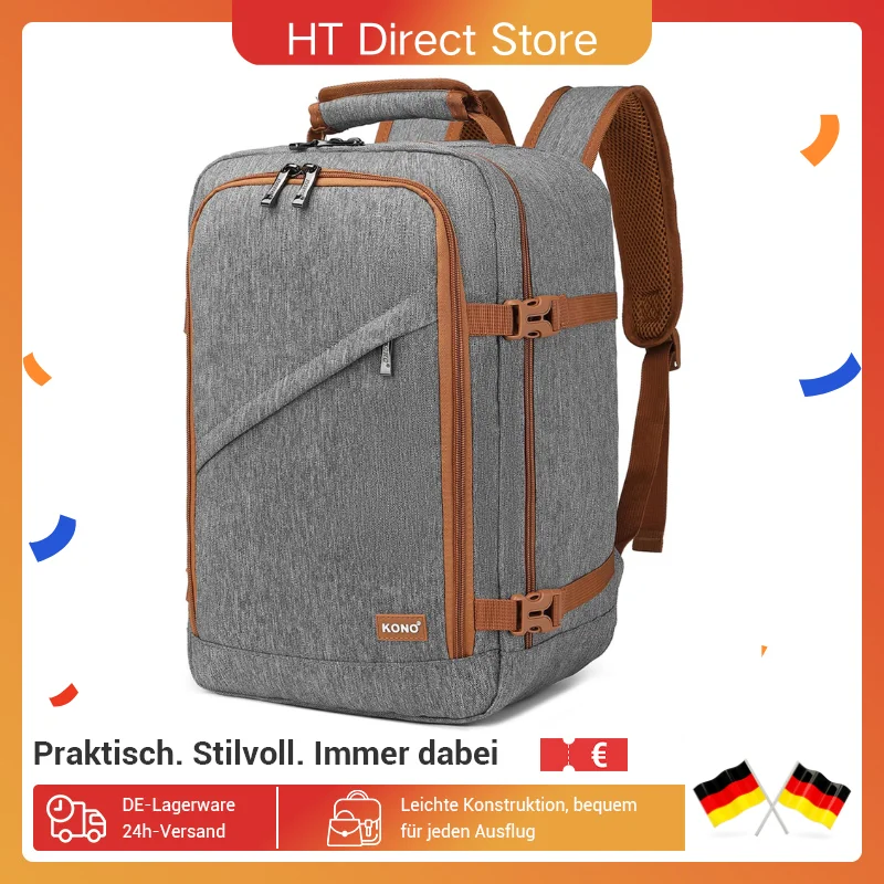 Kono Kabinenrucksack für Ryanair, Untersitz-Handgepäck 40 x 20 x 25 cm, 20L, ideal für Flugreisen, leicht und kompakt