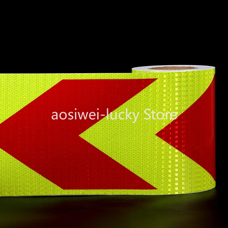 20CM*5M Waterproof Reflective Safety Tape Fluorescent Yellow Red Strong Adhesive Reflectors Strips Hazard Caution Truck Stickers