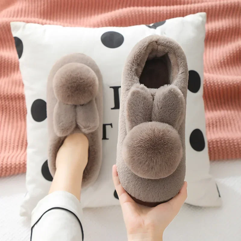 Slippers women shoes Thick bottom anti slip Plush insulation Lovers Cute Home warm slides women zapatos de mujer