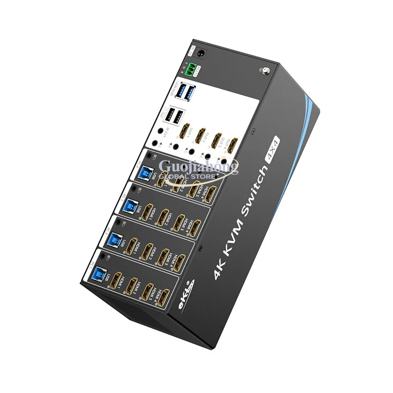eKL 414HK Quad Screen   KVM Switcher high definition 4K@60 Switcher with Audio USB3.0