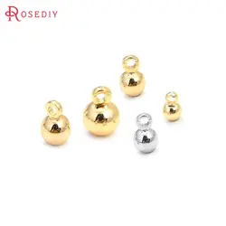 20PCS 18K Gold Color Brass Round Beads Charms End Beads High Quality Diy Jewellery Making Materials Rosediy official-website