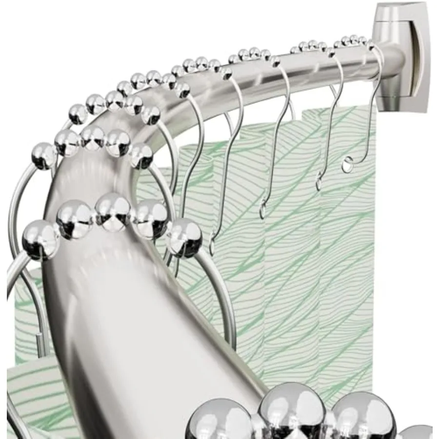 

Curved Shower Curtain Rod for Bathroom 40-72 Inch Adjustable Curved Shower Rod 0.9MM Rustproof Shower Curtain Rod with Rotating