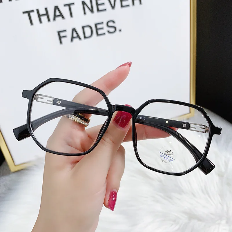 TR Anti-Blaulicht-Brille, Internet-Berühmtheit, modisches polygonales flaches Glas für Männer und Frauen, Myopie-Brillengestell 81220