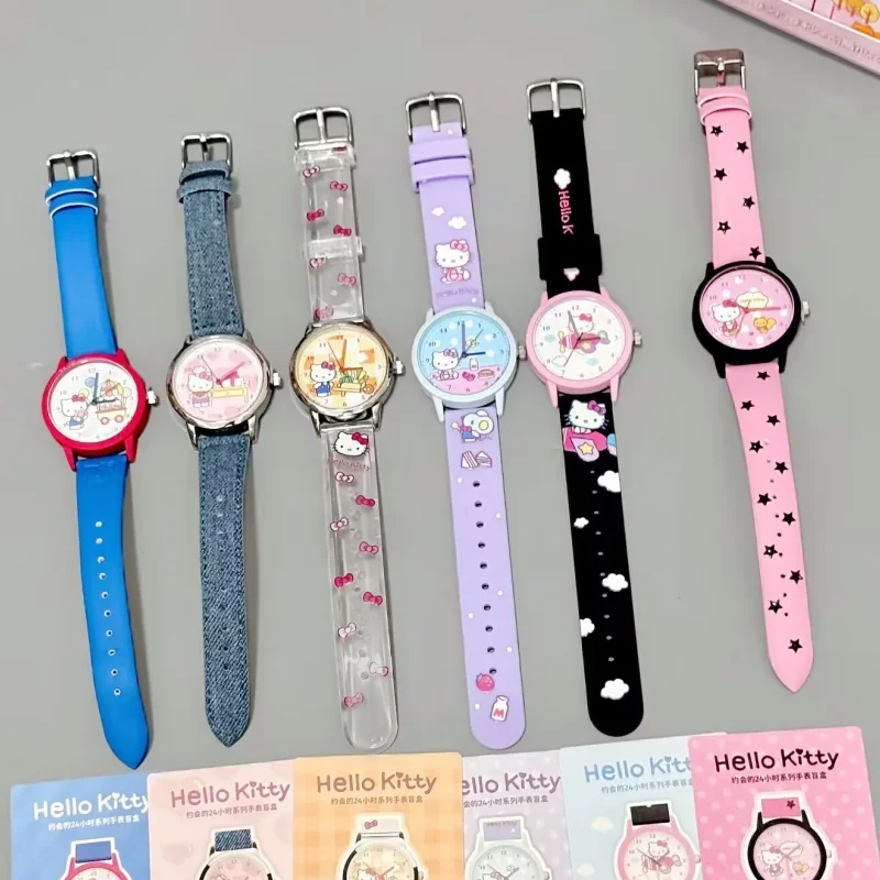 

Genuine Sanrio Hello Kitty 24 Hour Date Series Watch Cute Cartoon Wrist Watch Girls Fashion Gift Surprise Toy