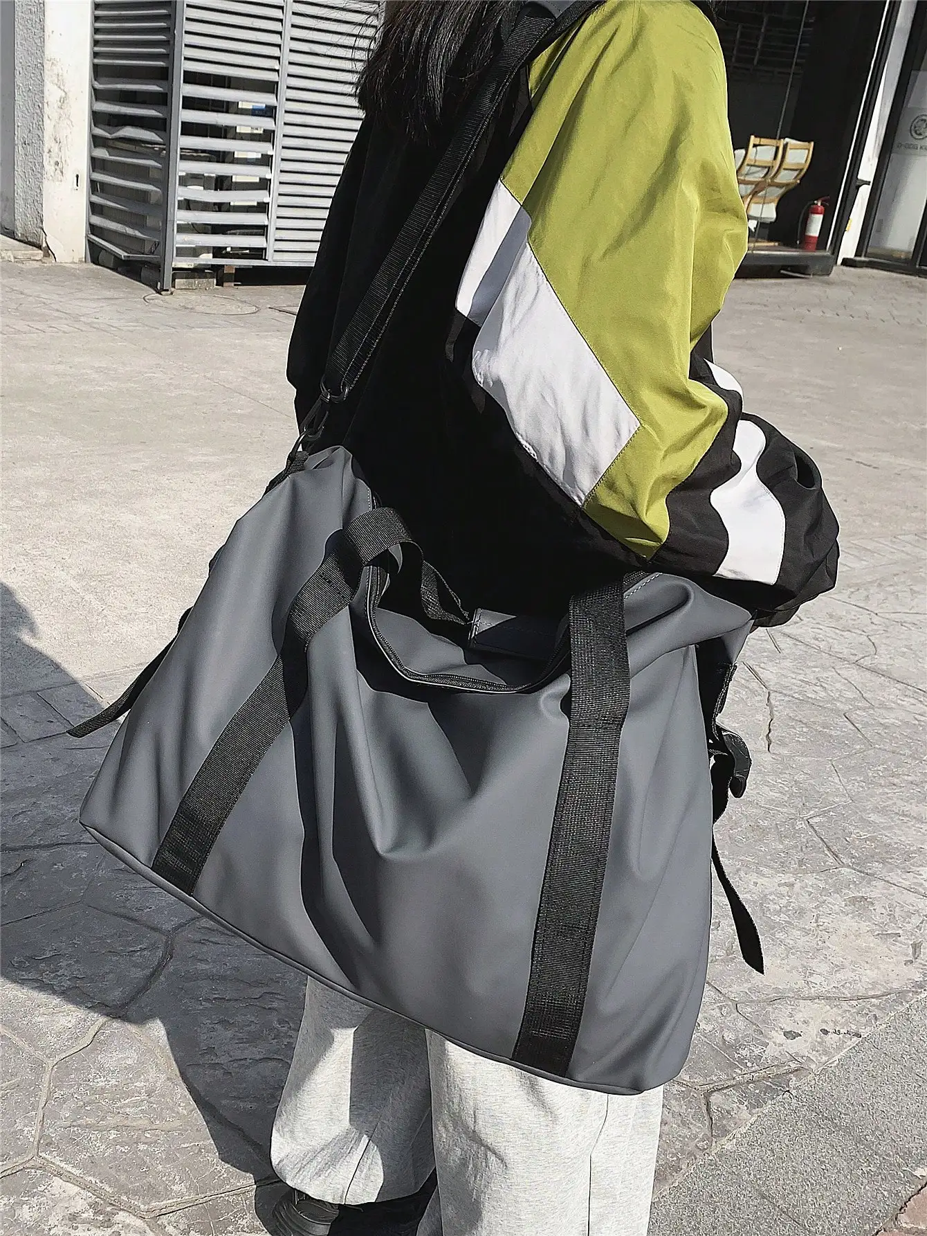 Bolsa de viagem portátil, bolsa de esportes e fitness de grande capacidade, bolsa de armazenamento leve, bolsa de ombro simples para viagem
