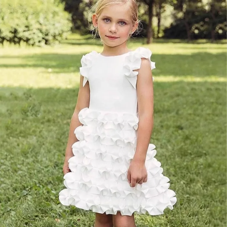 

24 New Summer Sleeveless Ruffle Edge Cake Layered Skirt For Girls, Fashionable And Versatile Princess Dress