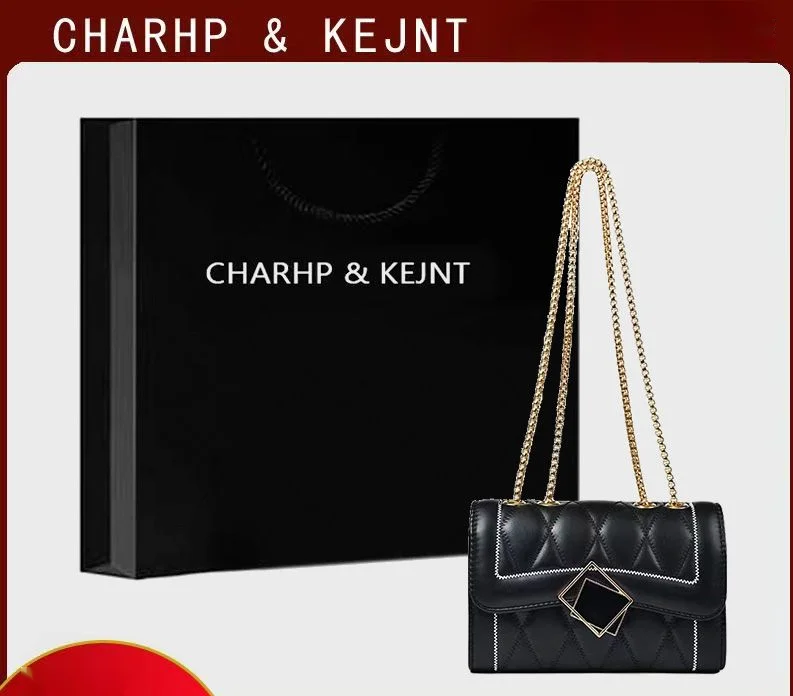 CHARHP&KEJNT piccola borsa a catena con griglia di diamanti in stile profumato, alla moda e di alta qualità, borsa a tracolla versatile_voghion.com